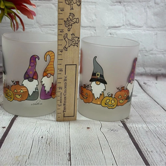culver frosted lowball tumblers barware whiskey gnomes pumpkins fall halloween - Picture 6 of 7